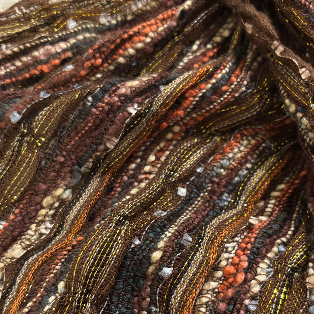 Autumn Multicolor Woven Scarf with Fringe